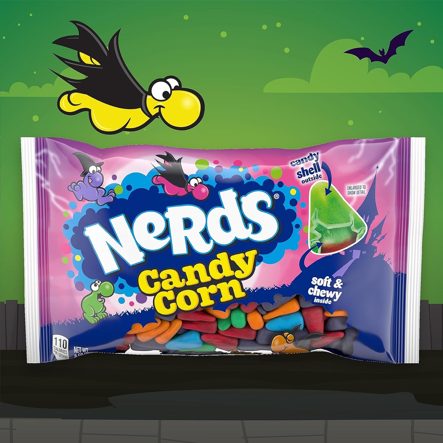 Nerds Halloween Candy Corn, Rainbow Shelled Candy Corn, 8 Oz Bag