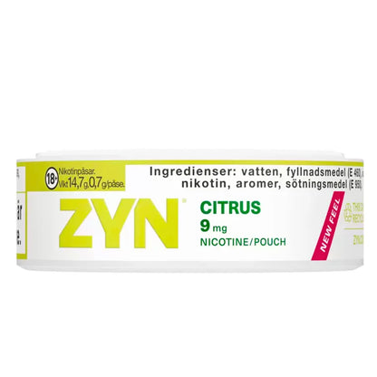 ZYN Slim Citrus Strong 9mg Nicotine Pouches